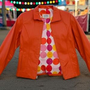 Wilsons Leather Orange Jacket with Colorful Lining
